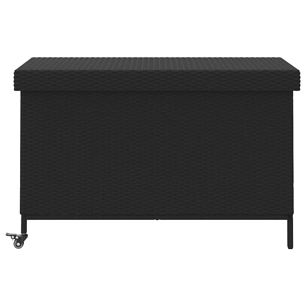 Boîte De Rangement De Jardin Et Roues Noir Résine Tressée