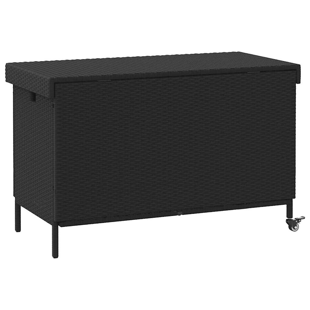 Boîte De Rangement De Jardin Et Roues Noir Résine Tressée