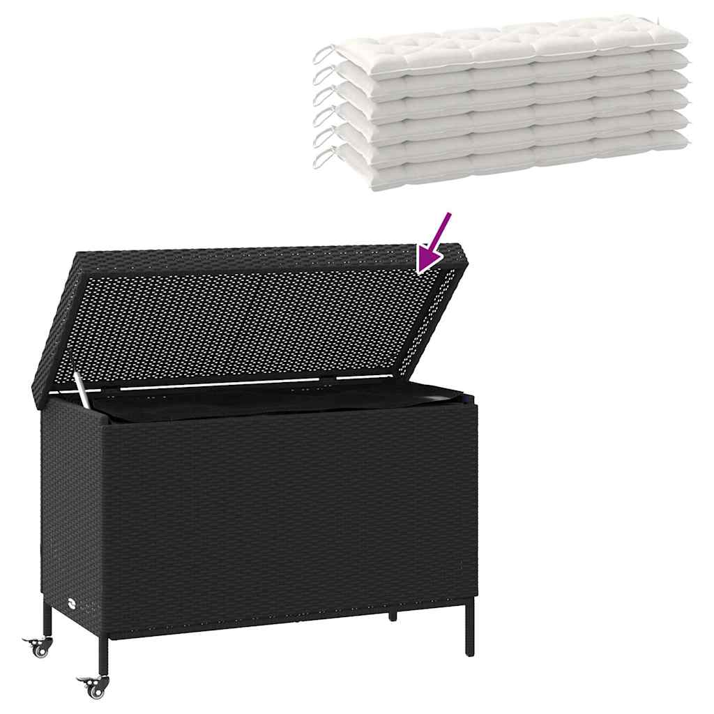 Boîte De Rangement De Jardin Et Roues Noir Résine Tressée