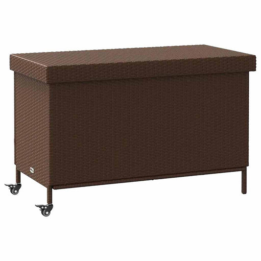 Boîte De Rangement De Jardin Et Roues Marron Résine Tressée