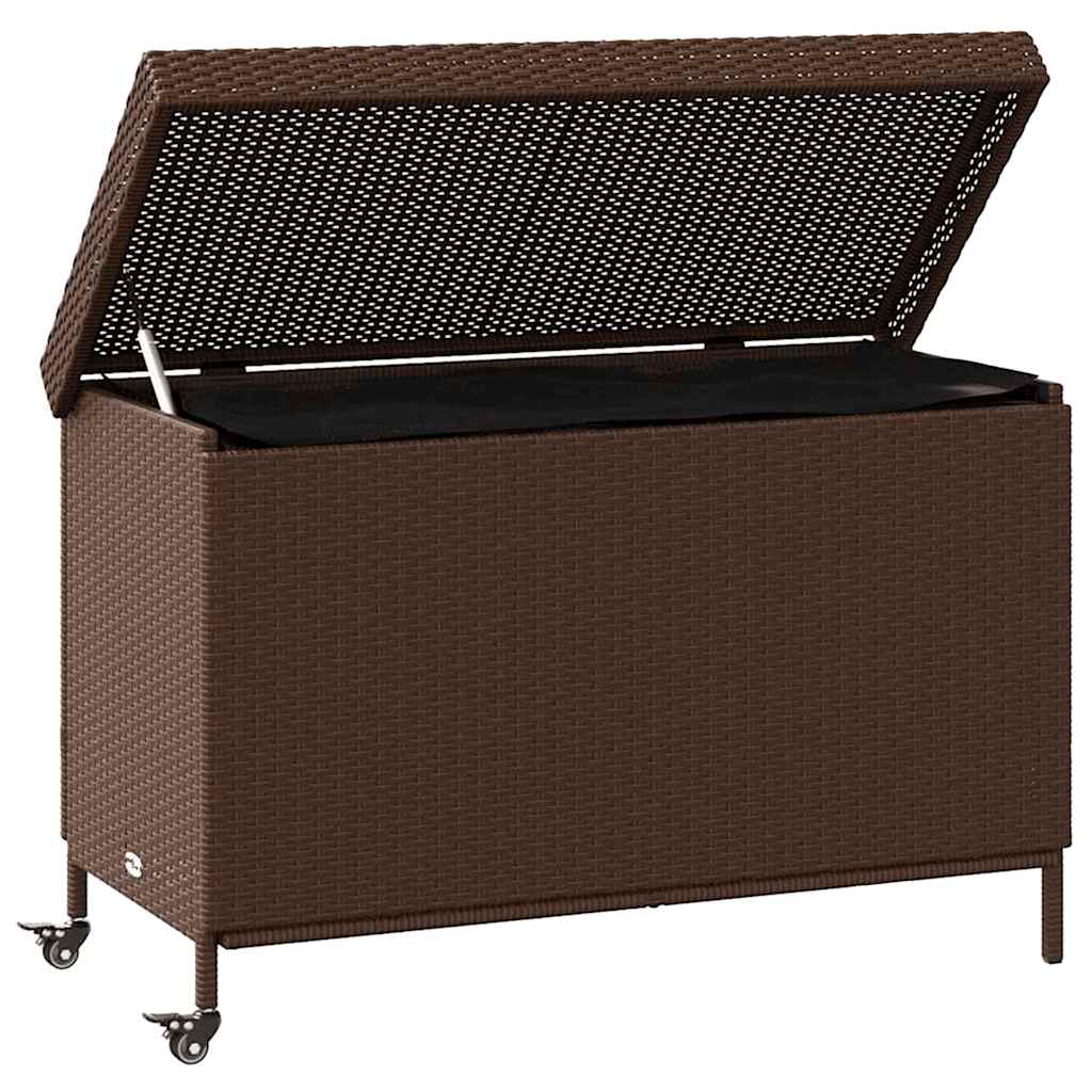 Boîte De Rangement De Jardin Et Roues Marron Résine Tressée
