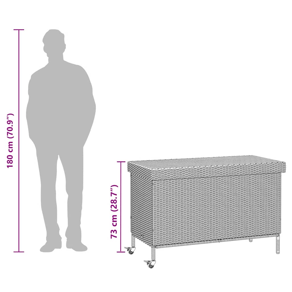 Boîte De Rangement De Jardin Et Roues Marron Résine Tressée