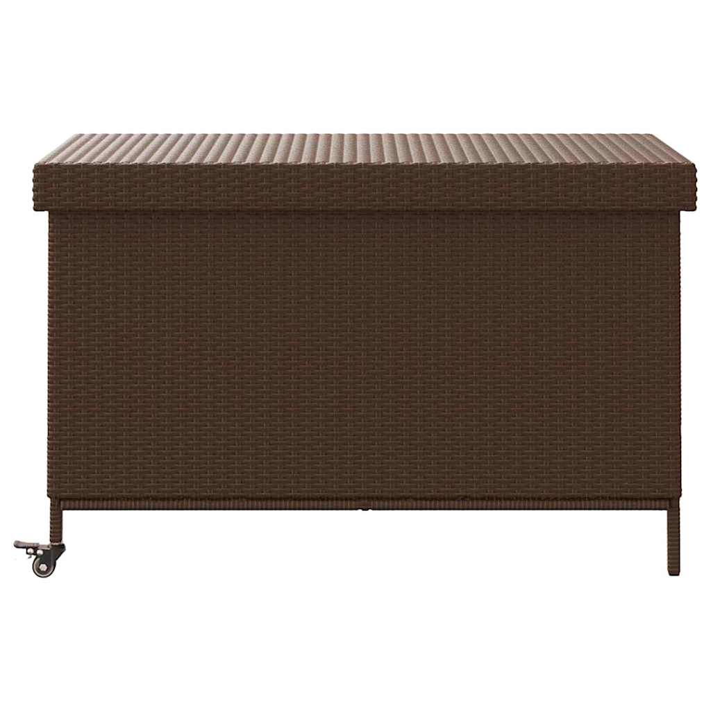Boîte De Rangement De Jardin Et Roues Marron Résine Tressée