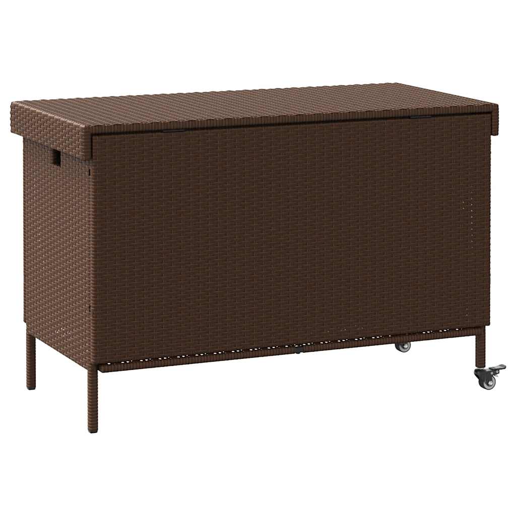 Boîte De Rangement De Jardin Et Roues Marron Résine Tressée