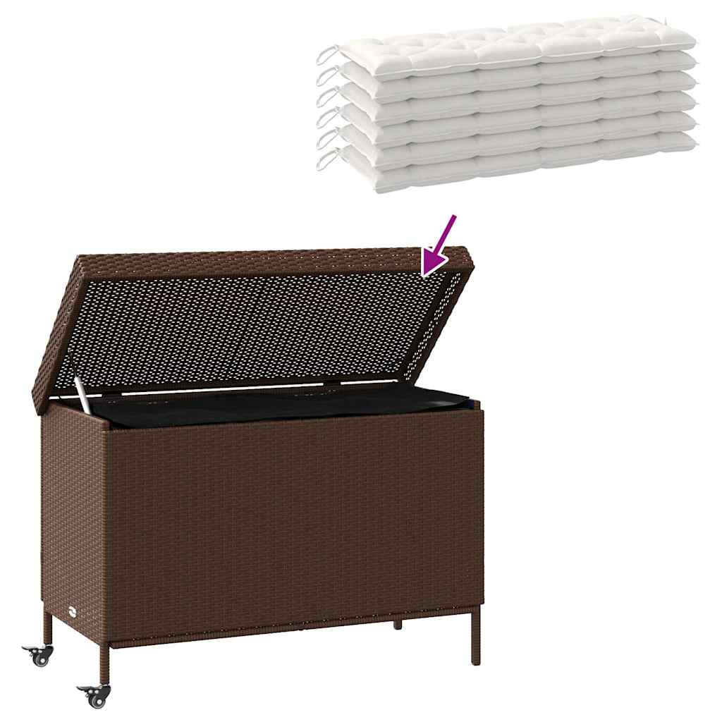Boîte De Rangement De Jardin Et Roues Marron Résine Tressée