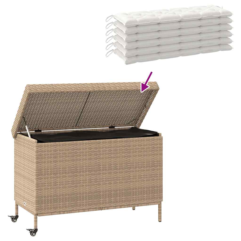 Boîte De Rangement De Jardin Et Roues Résine Tressée