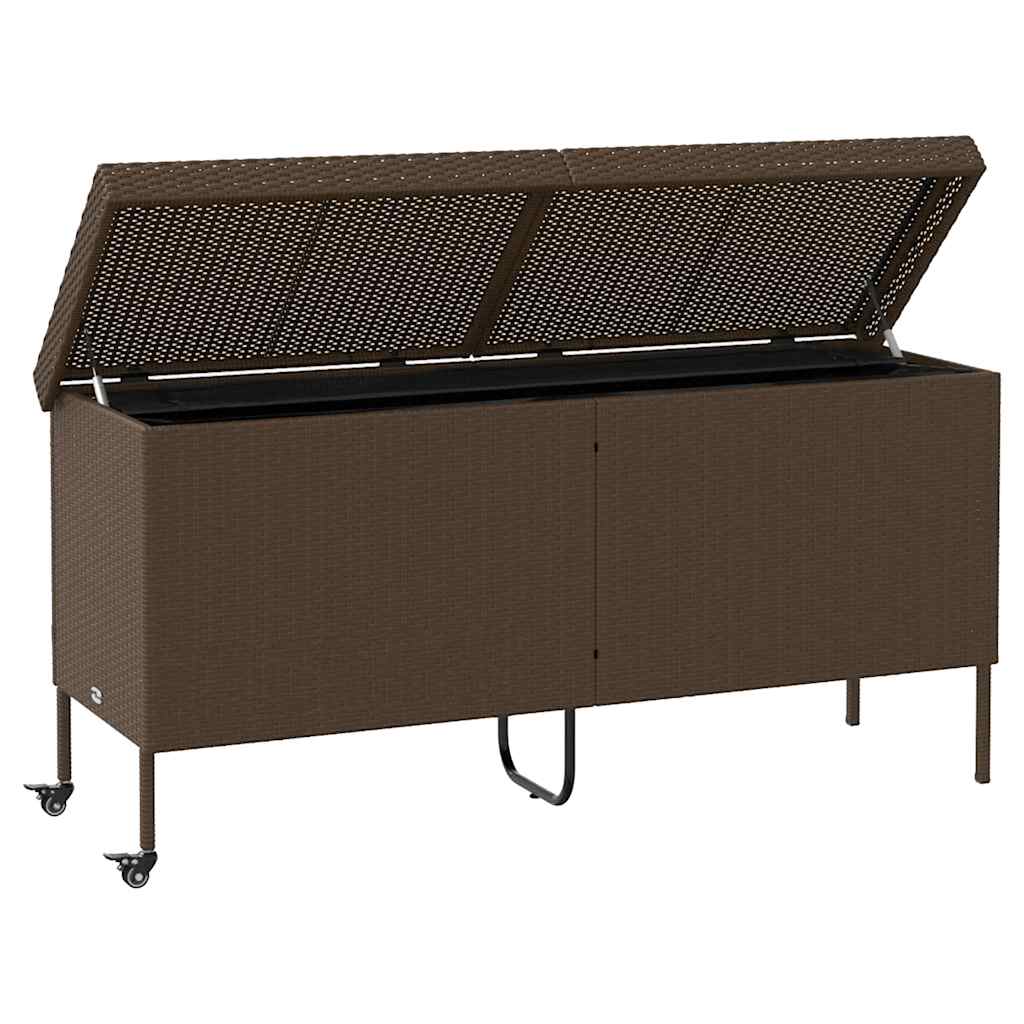 Boîte Rangement Jardin Roues Marron 160X55X75 Cm Résine Tressée