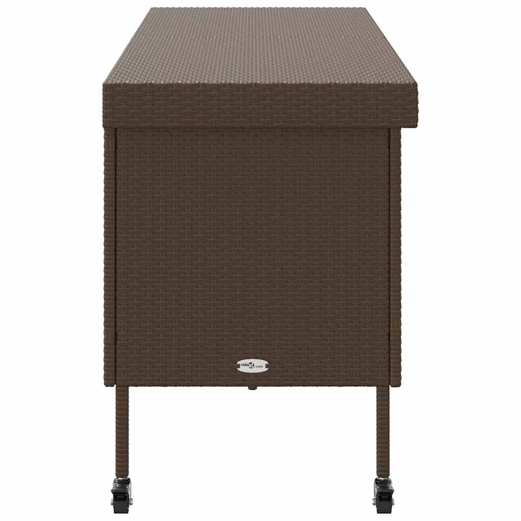 Boîte Rangement Jardin Roues Marron 160X55X75 Cm Résine Tressée