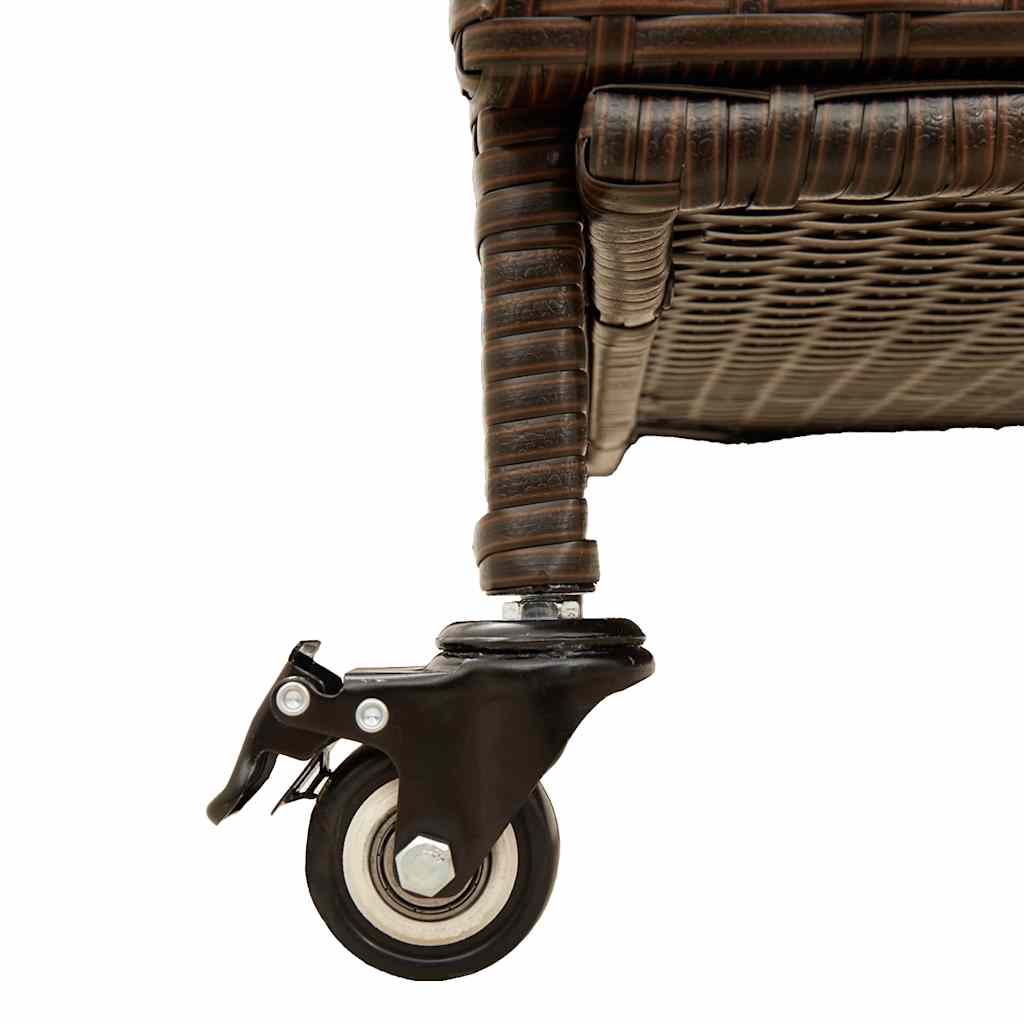 Boîte Rangement Jardin Roues Marron 160X55X75 Cm Résine Tressée